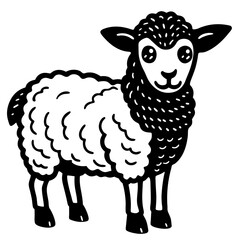 Adorable sheep silhouette standing in a field