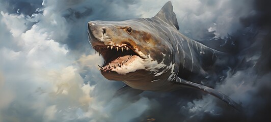 a light Basking shark art, generative ai