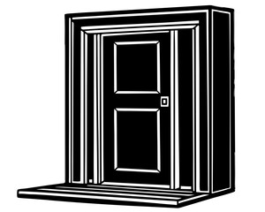 Simple wooden doorway with steps silhouette