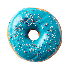 Blue donut on white back on transparent background
