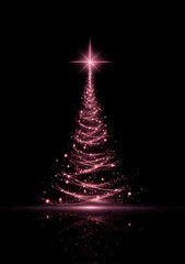 A stunning pink Christmas tree illuminated with sparkling lights against a dark backdrop, symbolizing joy and celebration during the holiday season.
