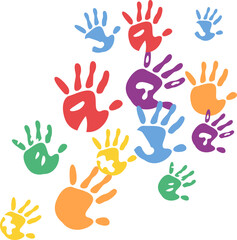 Hand Rainbow Print Isolated on White Background Colorful Child Handprint Vector Illustration