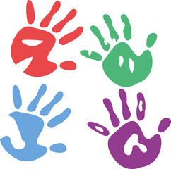 Hand Rainbow Print Isolated on White Background Colorful Child Handprint Vector Illustration
