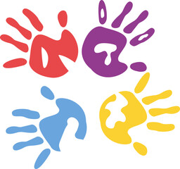 Hand Rainbow Print Isolated on White Background Colorful Child Handprint Vector Illustration