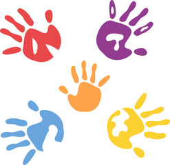 Hand Rainbow Print Isolated on White Background Colorful Child Handprint Vector Illustration