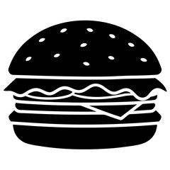 Classic hamburger silhouette with sesame seed bun