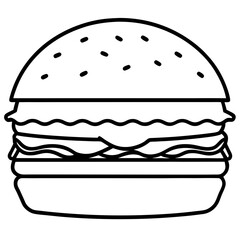 Simple line drawing of a classic cheeseburger silhouette