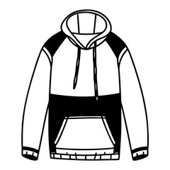 Simple black and white hoodie outline silhouette