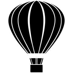 Fototapeta premium Black hot air balloon silhouette against white background