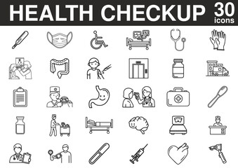 set of health checkup icons 