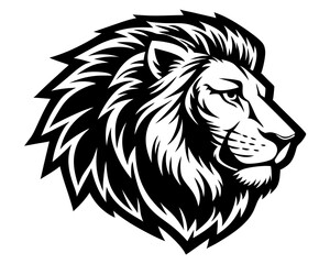 Majestic lion head profile silhouette with flowing mane