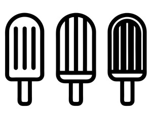 Three popsicle treats in a row silhouette