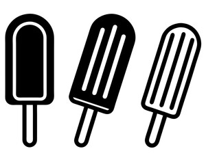 Three popsicle icons in a silhouette style