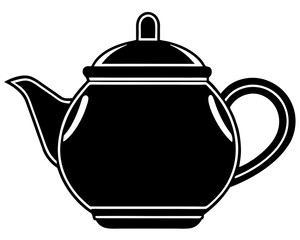 Classic black teapot silhouette with handle and spout