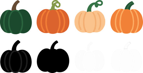 Festive pumpkin harvest collection, perfect for autumn celebrations and seasonal designs needing vibrant color