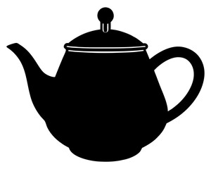 Classic black teapot silhouette for beverage and kitchen concepts