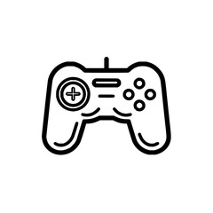 Illustration of a black and white game controller with a plus sign and circular buttons design style