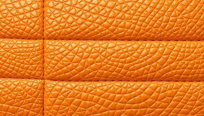 Close-up texture of orange, quilted, leather-like material.