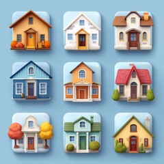 House icon vector set for property apps