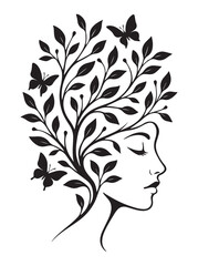 Female Face with Nature Elements.