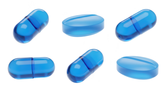 Blue pills isolated against a white backdrop representing medicine health and medical concepts for healthcare use