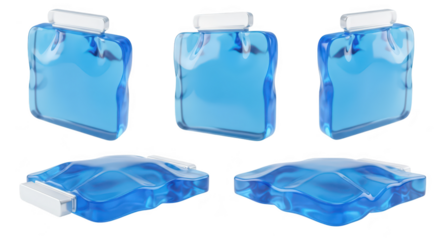 Multiple views of a cool gel pack isolated on a white background for medical or injury treatment