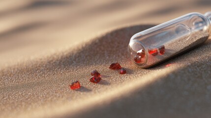 Translucent hourglass with memories as sand, some grains glowing red to signify cognitive health concerns.