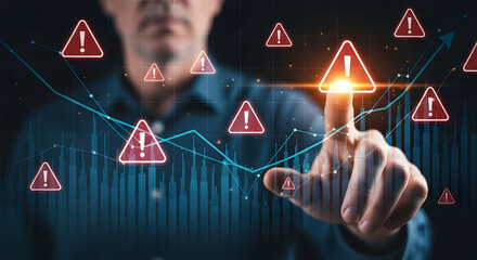 Monitor your cybersecurity risks with modern data analytics displaying warning signs and real-time threat protection