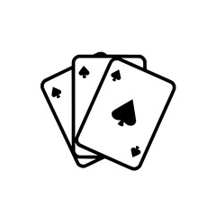 Three playing cards with spade suits arranged in a stack creating a simple and minimalist design style