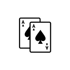 Two ace of spades playing cards with black suits and letter a in the corners on a white background
