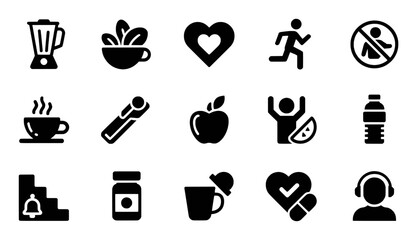 Healthy lifestyle icons set vector illustration graphic design blender leaves