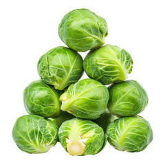 Fototapeta premium Pile of Green Brussels Sprouts: A perfect pyramid of vibrant, fresh Brussels sprouts. The image conveys healthy eating and a fresh, organic approach to cuisine.