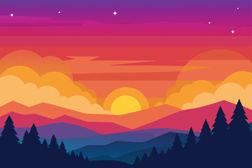 Naklejka premium landscape with mountains