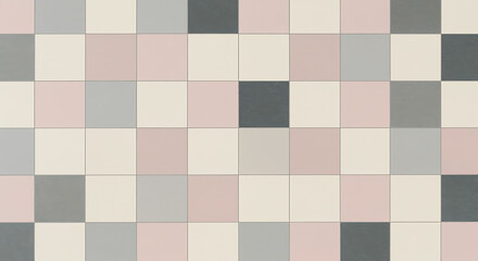 Pastel Pink Grey and Cream Square Tile Pattern squares 1