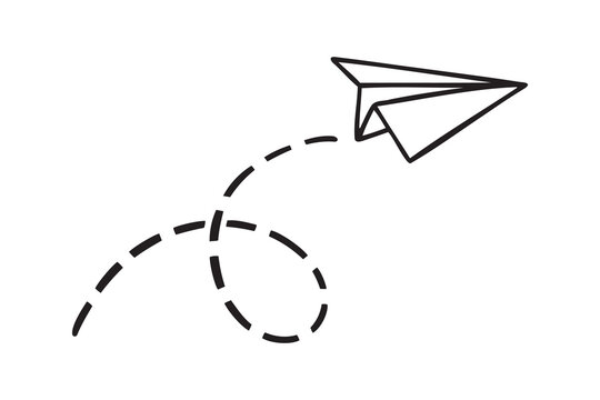 paper plane icon doodle hand drawn. Outline drawing paper plane line clipart symbol