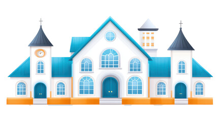Fototapeta premium Architectural Elegance: A majestic building with its stunning details. The composition of the illustration is characterized by symmetrical balance and simplicity.