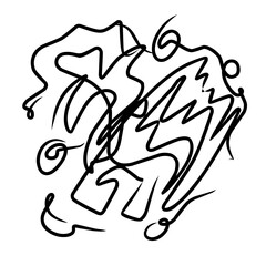 Abstract Black Line Art on Bright white