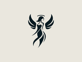 Elegant angel wing vector logo for luxury beauty brands or wedding services