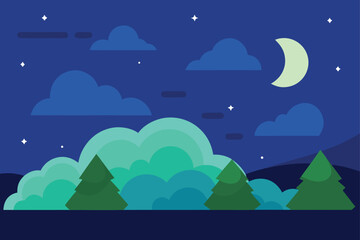 night landscape with moon