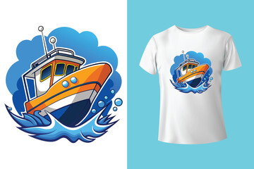 East Dock yachting company sailing team cute vintage vector print for children kid boy marine wear tee shirt