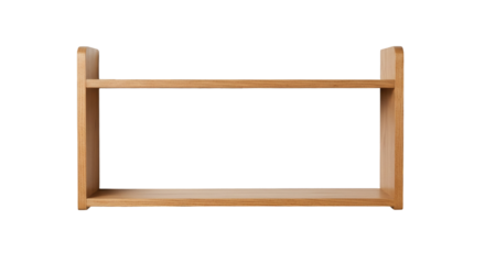 Light brown wooden wall shelf with two shelves.