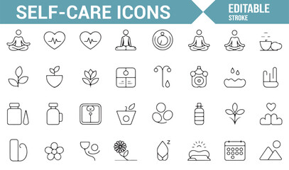 Wellness and Self-Care Icons for Meditation, Therapy, and Health Management