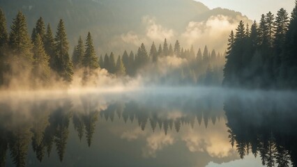 Fototapeta premium morning mist over the river