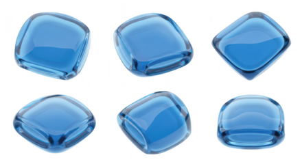 Translucent blue glass cubes rotated on a white background isolated for abstract designs and visual elements