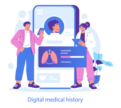 Digital Medical History Consultation Vector Illustration