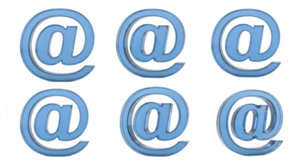 3D email symbols arranged on a white background ready for use in digital communication or marketing
