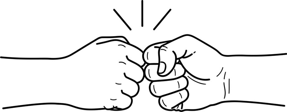 Illustration of fist bump gesture for friendship agreement and success concept vector graphic design editable