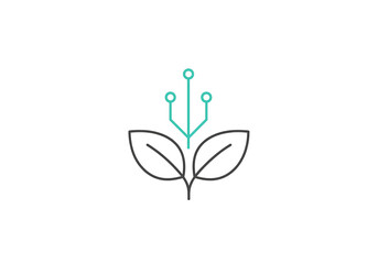 Digital plant growth with circuit board technology and green sprouts