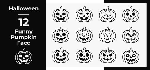 Halloween pumpkin face for halloween holiday celebration with different style