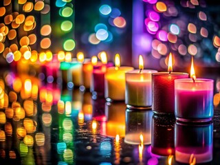 Cozy Candlelight: Serene & Warm Ambiance with Vibrant Colored Candles